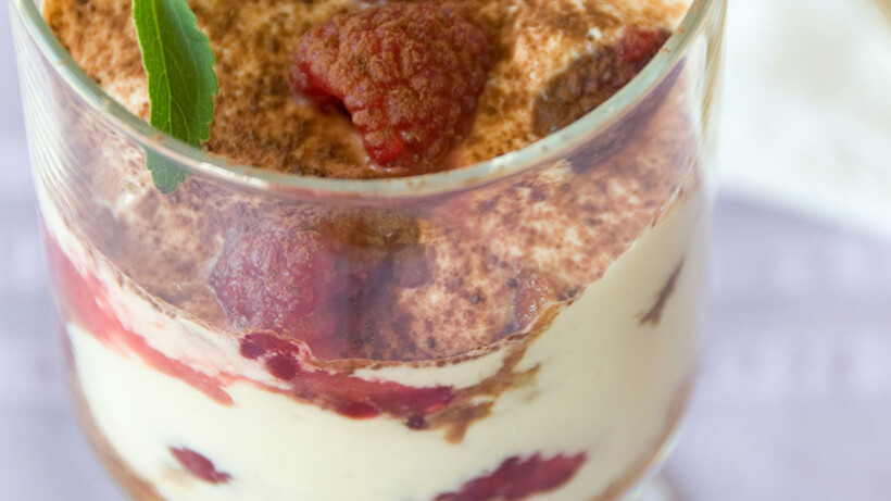 Champagne-tiramisu met frambozen