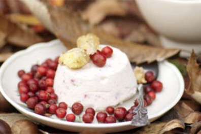 Cranberryparfait met krokante kastanjes