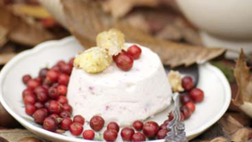 Cranberryparfait met krokante kastanjes