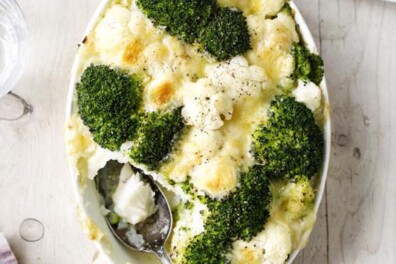 Kabeljauwgratin met bloemkool en broccoli