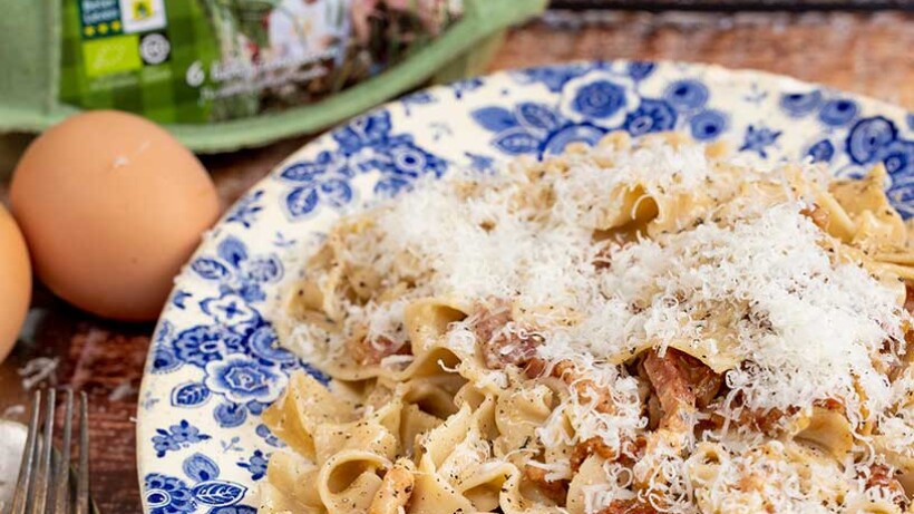 Veluwse tagliatelle carbonara