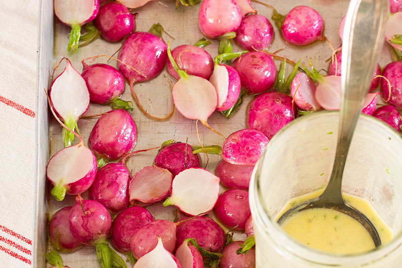 Geroosterde radijsjes met bieslookvinaigrette 