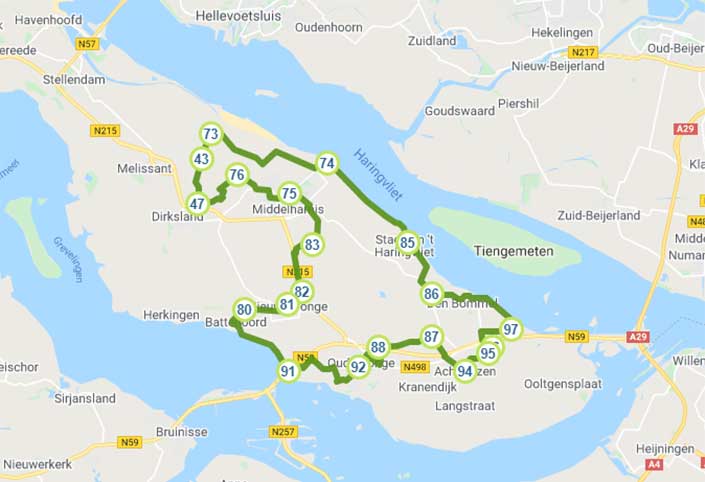 Fietsroute Molens spotten op Goeree-Overflakkee kaart