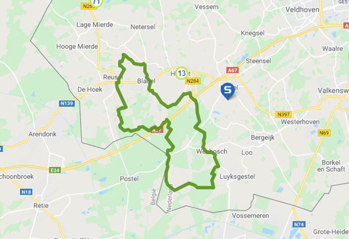 Fietsroute De legende van de Zwart Kaat kaart