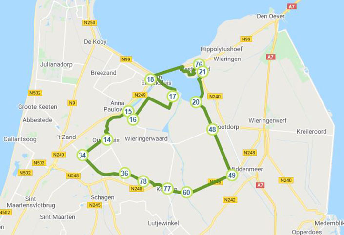 Fietsroute De Verzakking van het Amstelmeer kaart