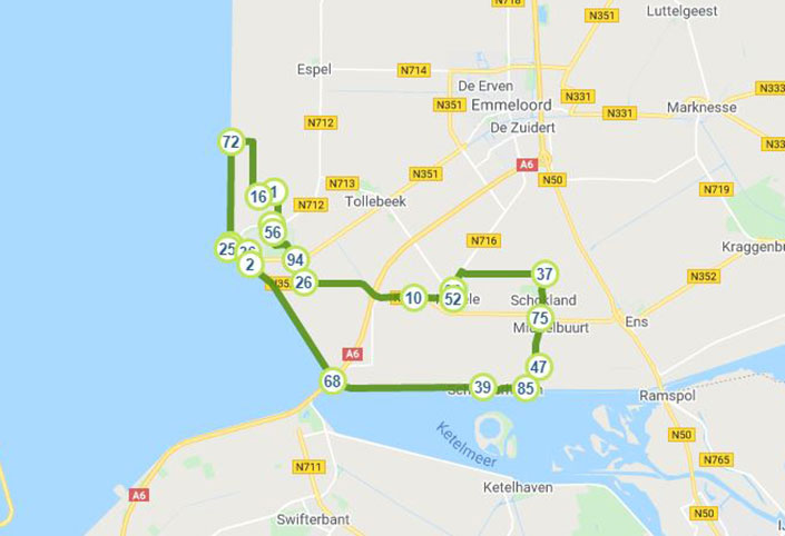 Fietsroute De vroemoer en de Ommelebommelestien kaart