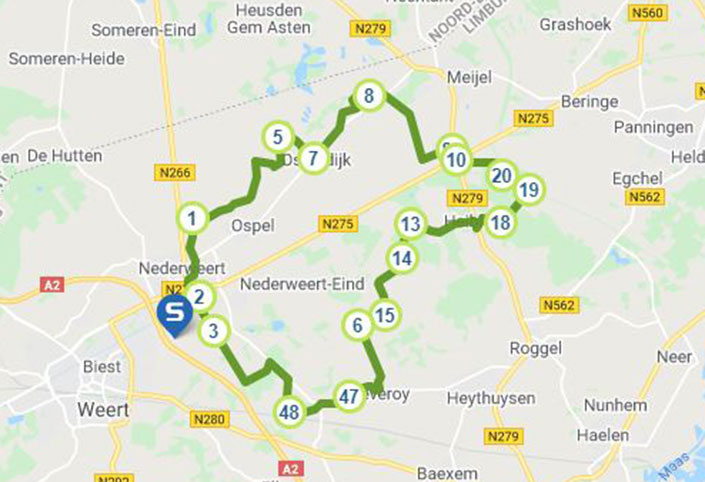 Fietsroute Vennen in Midden-Limburg kaart