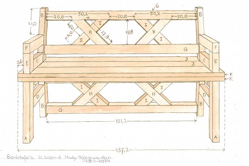 Banktafel werktekening 2