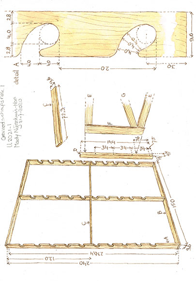 Werktekening gereedschapsrek Landleven