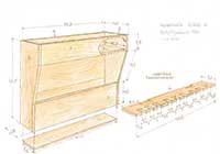 Werktekening van een zelf te maken kwastenrek.