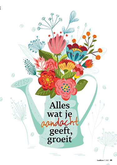 Miniposter met tekst: Alles wat je aandacht geeft groeit.