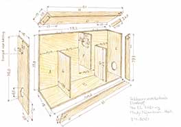 Bouwtekening van een eekhoornvoederhuis