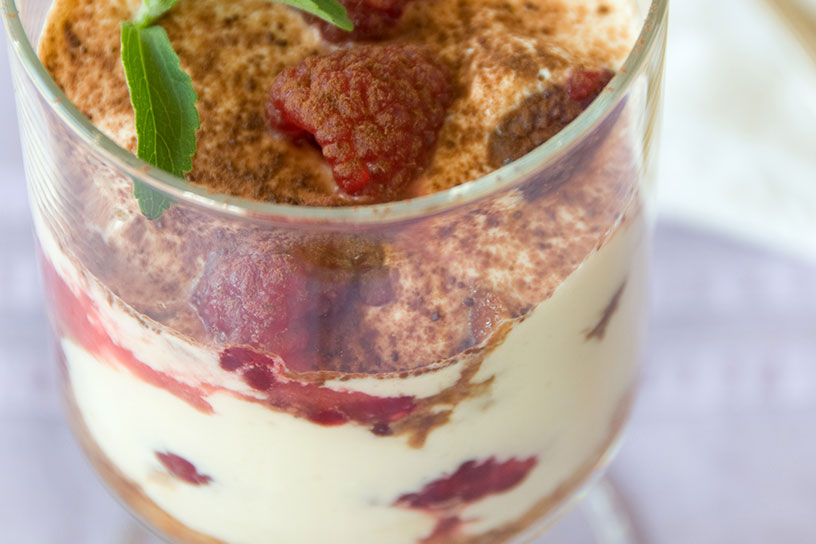 Champagne-tiramisu met frambozen